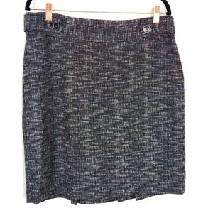 Rafaella Size 14P Black White Classic Career Business Pencil Back Pleat Skirt